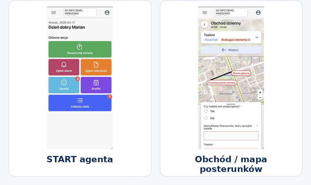 Aplikacja mobilna NASA – start agenta oraz obchód z mapą posterunków